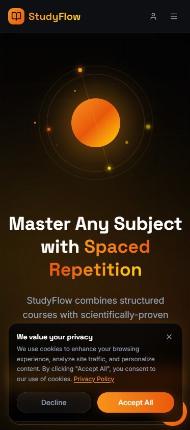 StudyFlow mobile view